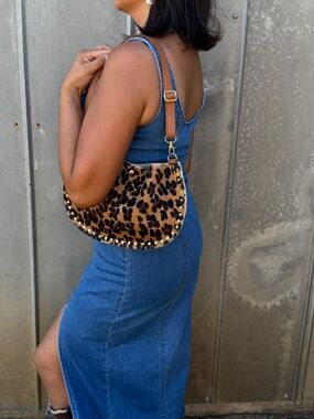 🐆 Leopard Cowhide Leather Shoulder Bag — $120